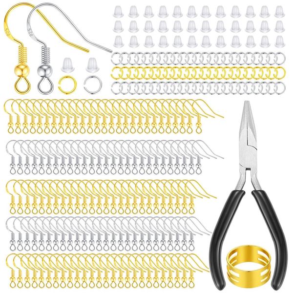 XIANNVXI Earring Hooks for Jewellery Making,602 Pcs Earring Making Kit,925 Silver and Gold Plated,Hypoallergenic Earring Making Kit,Jewellery Findings,Jump Rings,Rubber Earring Backs,DIY Tool