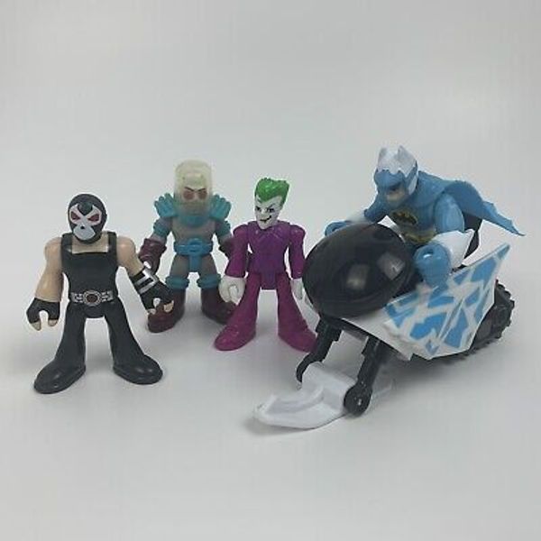 DC Imaginext Batman Mini Figure Toy Lot Joker Bane  & BatSled Snow-sled