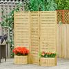 Wood Privacy Screen w/ 4 Planter Box, Raised Bed w/ 3 Panels & Drainage Holes