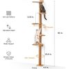 Tall Cat Tree, 5 Tier Floor to Ceiling Cat Tower, Wall-Mounted Cat Scratching Po