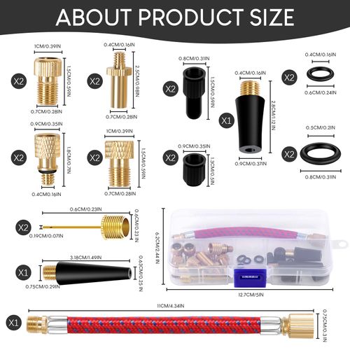 DATEFUN Bicycle Valve Adapter Set - French Valve Adapter with Sorting Box, Valve Adapter Bicycle Ball Pump Needles Car Valve Adapter for Air Pump & Compressor & Bicycle Pump