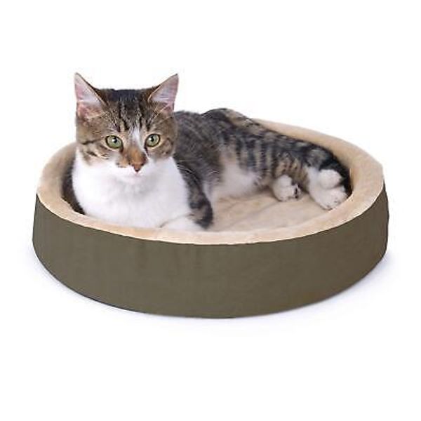 Thermo-Kitty Cuddle Up Indoor Heated Cat Bed for Dogs & Cats, Washable Pet Be...