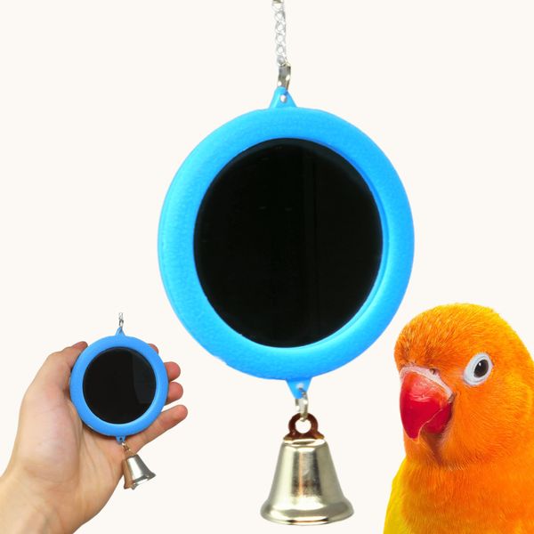 36415 Medium Mirror Bird Toy Cockatiel Parakeets Toys Canaries cage Cages Budgie (Blue)