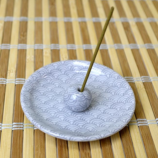 Mino ware Japanese modern taste incense plate &quot;Seikanami&quot; #3150<BR> [Incense holder] [Pottery] [Incense plate] [Made in Japan] [Kunjudo] [Kobe] [Japanese style] [Japanese pattern] [Japanese modern] [Classical pattern] [Stick] [Cone] Incense stan