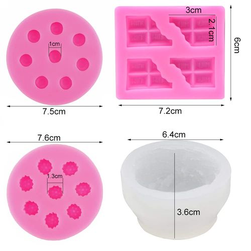 5 Pcs Candle Making Mold, 3D Ice Cream Ball Shape Candle Molds 2 Pcs with Chocolate Shape Molds, 3D Fruit Shape Silicone Fondant Mold for DIY Wax Candle, Soap, Cake Cupcake Topper Decoration