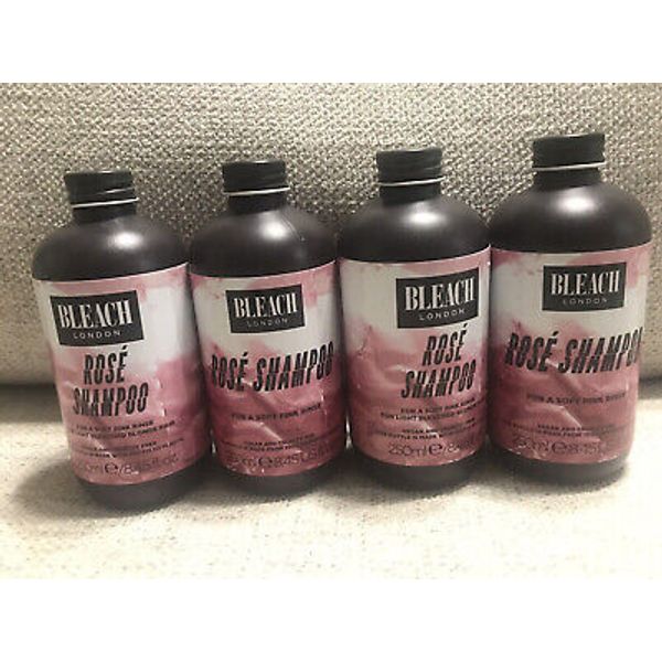 4 x Bleach London ROSE SHAMPOO Soft Pink Rinse For Blonde Hair 8.45 Fl Oz..