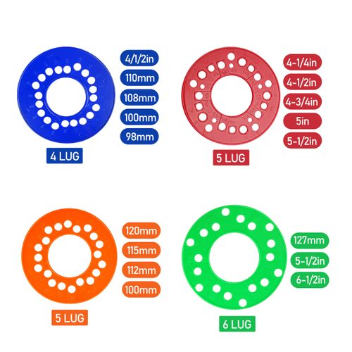 Wheel Bolt Pattern Measuring Tool Set | 4 | 5 | 6 Lug Bolt Pattern Template(4pcs)