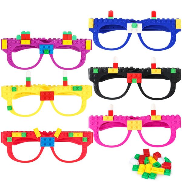 Lemicin 12 Pcs Building Bricks Glasses Building Blocks Games for Kids Birthday Party Favors Supplies, Boys Girls Carnival Party Games