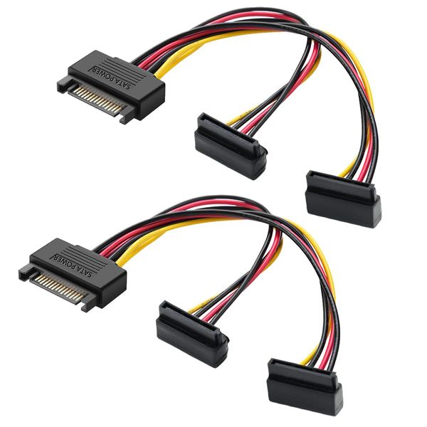 SATA Distribution Cable, SATA Power Cable, 2 Splitter, Bifurcation Power Cable, SATA Distribution Cable, Deear SATA Power Supply (15 Pin) x 2 Splitter Cable, 15 Pin Male to 15 Pin 2 Female, 20cm