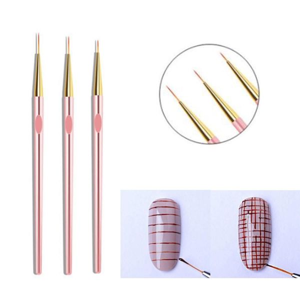 Nail Brush Nail Art Brush Pink Fine Brush Set of 3 (45861EA) bea*0885Kw