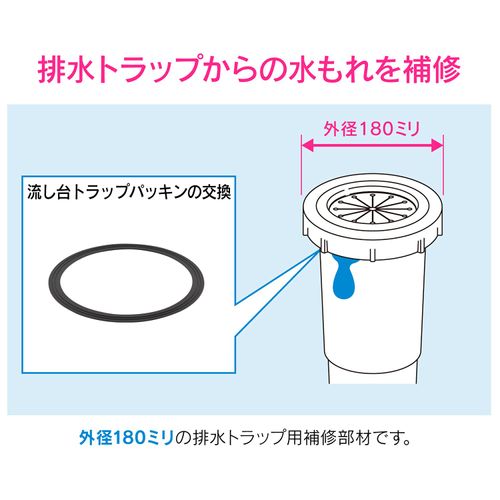 GAONA GA-PB102 Sink Trap Washer, Black, 7.1 x 7.3 x Height 0.1 inches (18 x 18.5 x 0.4 cm)