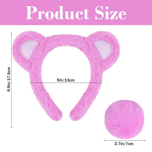 Norbiariz 1 Pack Purple Bear Ears Headband –Care Bear Costume Ears and Tail Set, Yellow Animal Ears for Kids & Adult Costumes