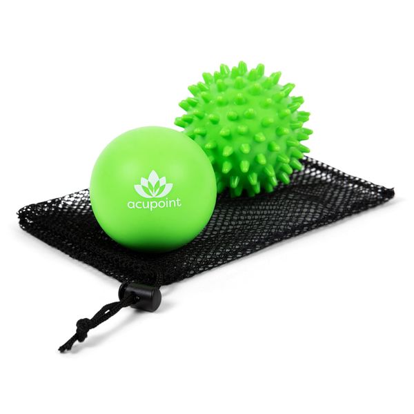 Acupoint Physical Therapy Massage Balls - Ideal for: Yoga, Deep Tissue Massage, Trigger Point Therapy and Self Myofascial Release Physical Therapy Equipment (Spiky Ball)