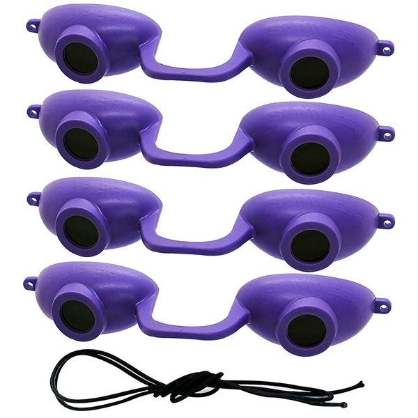 EVO FLEX Sunnies Flexible Tanning Bed Goggles UV Eye Protection Glasses 4 Pack (Purple), FDA Compliant