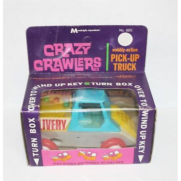 Vintage Crazy Crawlers Multiple Toy Makers Wind-Up Mechanical Pickup Truck Car