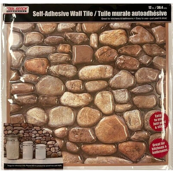 Tool Bench Hardware River Rock Self-Adhesive Wall Tile    12.5 x 12.75 in.