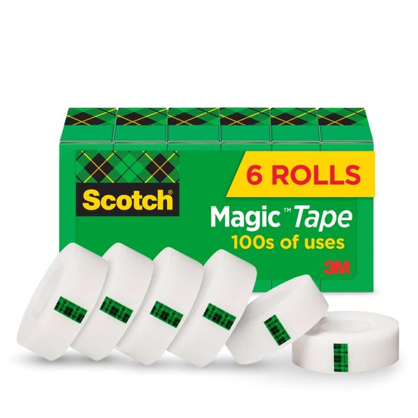 Scotch Magic Tape, Invisible, Home Office Supplies and Back to School Supplies for College and Classrooms, 6 Rolls