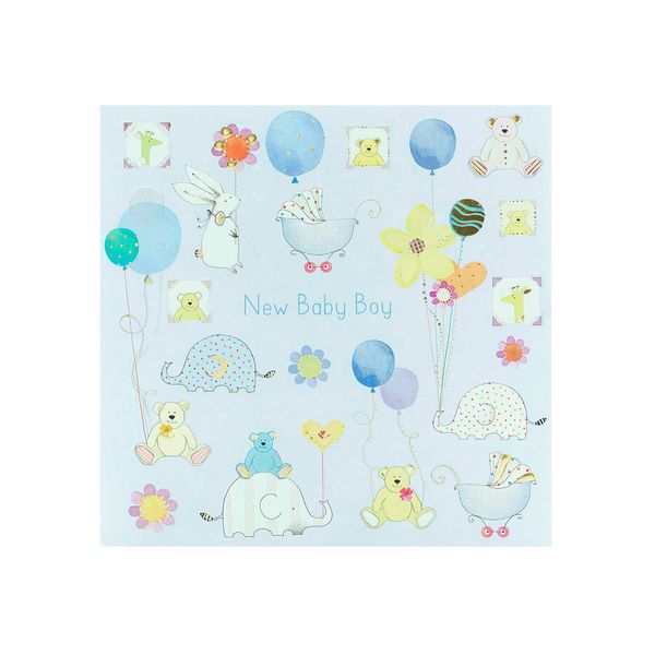 UK Greetings New Baby Boy Card - Teddy Bear Design, 159mm x 159mm