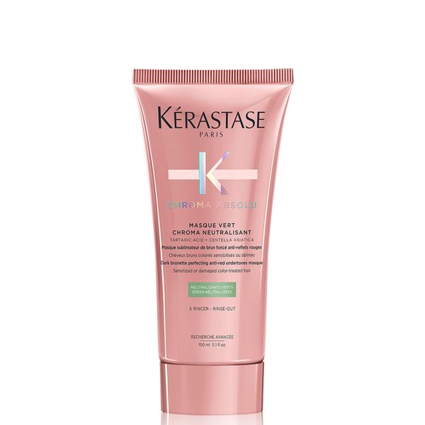 Kérastase Haarmaske für strapaziertes oder geschädigtes und dunkelbraunes Haar, Masque Vert Chroma Neutralisant, Chroma Absolu, 150 ml