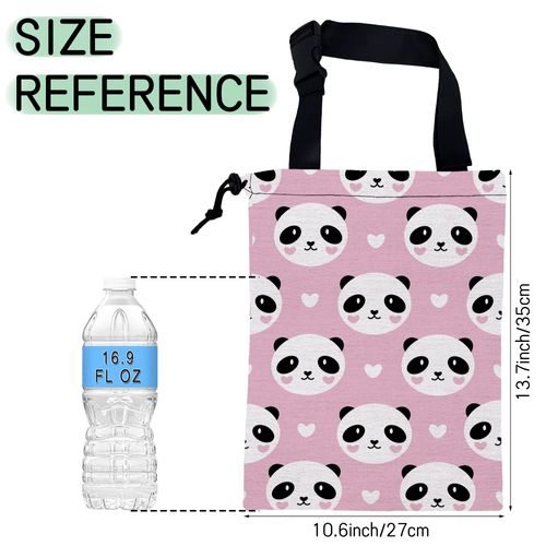NHNXHWIA Lovely Panda Car Garbage Bag,Hearts Waterproof Small Car Trash Bag Hanging Back of Seat,Drawstring Hanging Car Trash Bag with Adjustable Buckle for Car Accessories