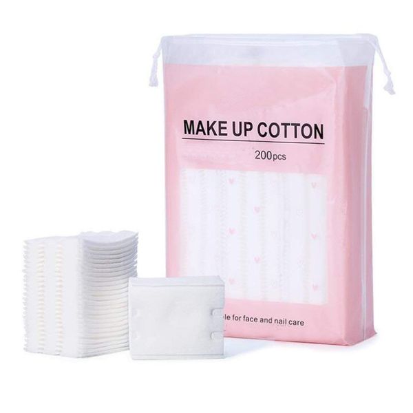 Ericotry 200 Pcs Thick Square Organic Cosmetic Makeup Cotton Pads Facial Soft Cottom Balls for Skin Care Applying Lotion Removing Nail Polish Remover Soft and Absorbent