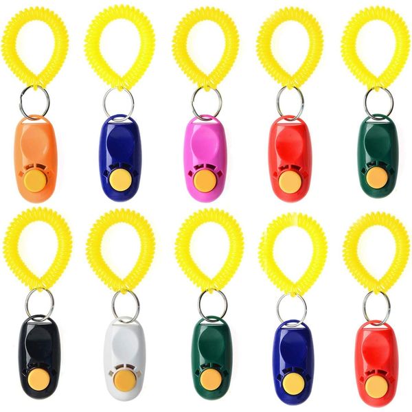 10 Pieces Colorful Pet Dog Training Clicker,Pet Training Clicker Button Clicker