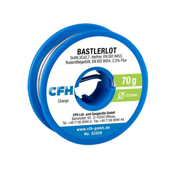 CFH Bastlerlot EL 329, Ø 2,0 mm - Lötzinn mit Flussmittel bleifrei 70 g, Ideales Lot für Reparaturen und Lötprojekte im Handwerk, Hochwertige Qualität Made in Germany
