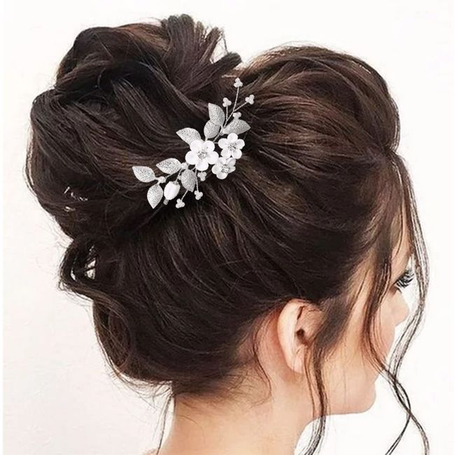 Relandy Blumenbraut Hochzeit Haarnadeln Silber Kristall Hochzeit Stirnband Strass Braut Haarschmuck für Frauen und Mädchen