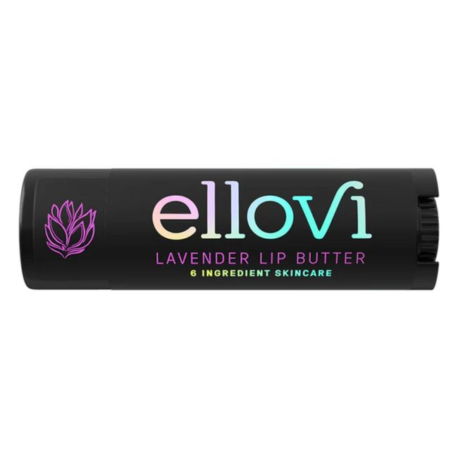 Ellovi Natural Lip Butter Lip Balm - Lavender - Pure Enough to Eat - Made With Just 6 Vegan Ingredients - 100% Natural & Organic Moisturizing Lip Care for All Day Hydration (Single)