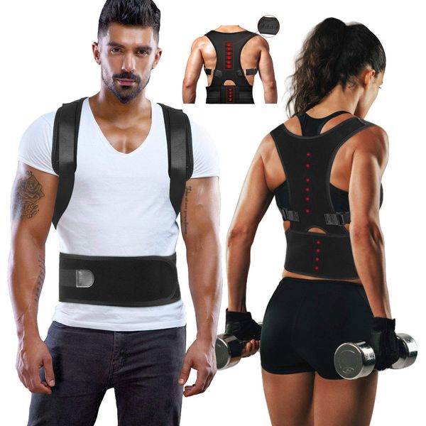 Magnetic Therapy Posture Support Back Brace -FDA Approved Medical Grade Adjustable Posture Corrector Brace Shoulder Back Support Belt- Relieves Neck, Back and Spine Pain (S)