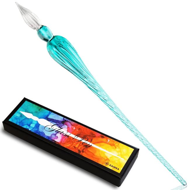 ZAIDEA Glass Pen Dip Pen Dip Pen with Ink Gift Present Pen (Light Blue)