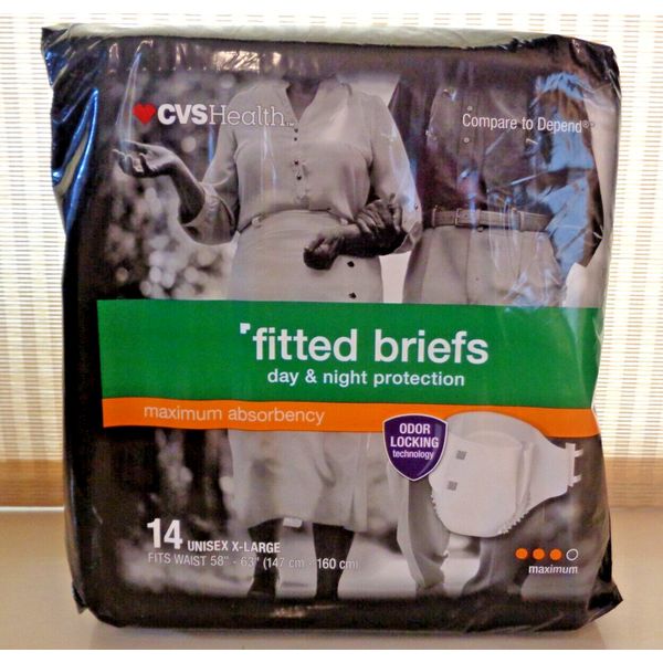 CVS Health Adult Fitted Briefs Maximum Absorbency 14 Unisex XLarge 58"-63"