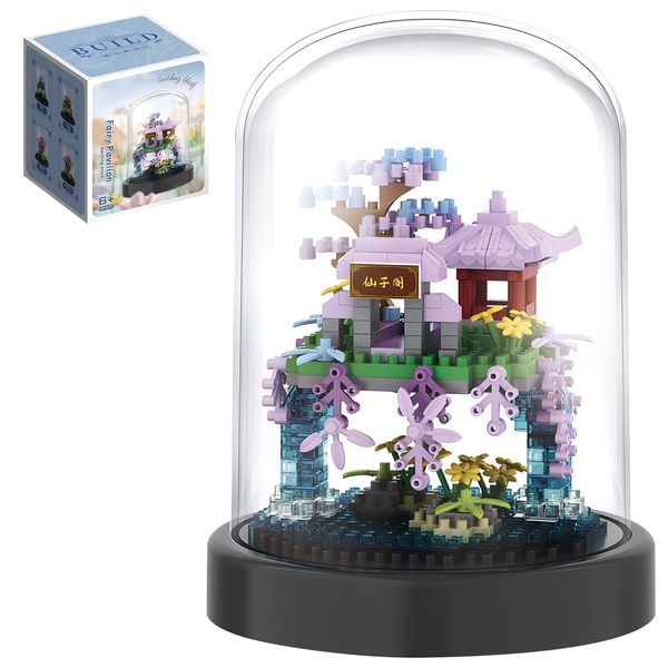 CAXIMSY Cherry Blossom Tree House Building Block Sets with Acrylic Display Box Chinese Architecture of Peach Blossom Bonsai Treehouse Micro Mini Building Set Toy Gift for Kids Adults（305 Pieces）