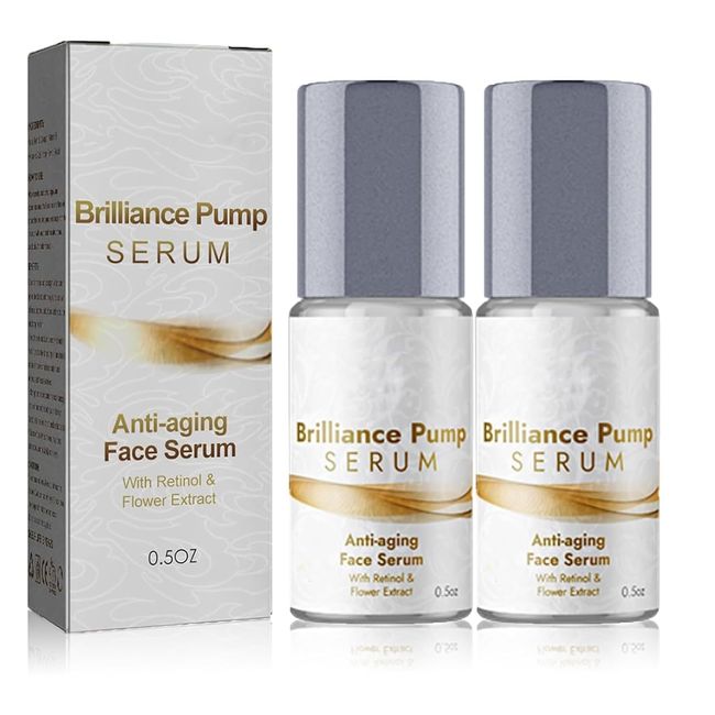 2Pcs Brilliance Pump Serum, Brilliance Pump Serum Anti Aging, Brilliance Pump Serum Anti Aging Eye and Face Serum, Collagen Serum for All Skin Types