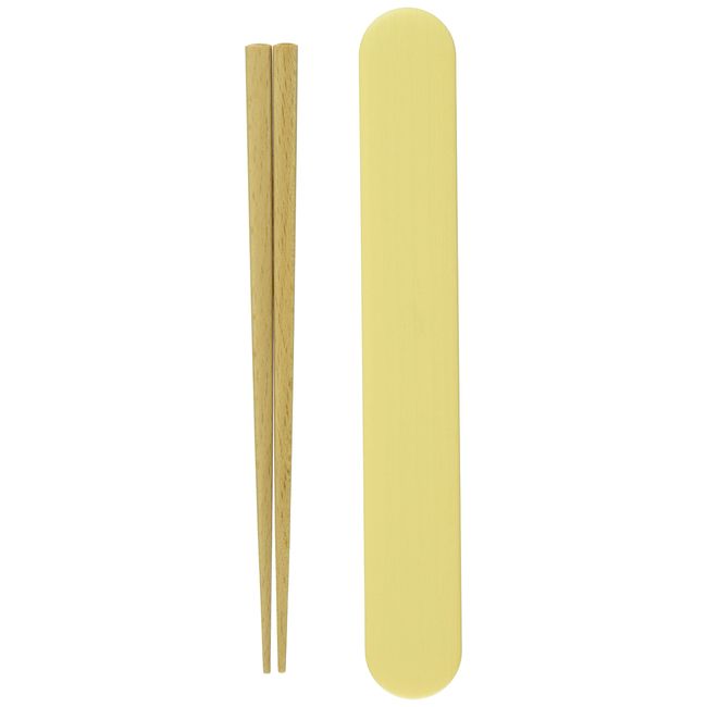 Showa 4979548 Wood Grain Resin Chopsticks and Case Set, Yellow, Made in Japan, Lightweight, Crack-Resistant, For Lunch or Excursions, Outdoor Activities