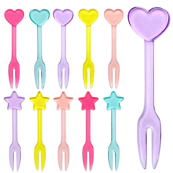 GET FRESH Food Picks for Kids – 30 Reusable Fruit Food Picks for Kids and Toddlers Bento Decoration - Colourful Heart Star Mini Toothpicks for Kids – Cute Bento Dessert Forks for Children Lunch Box