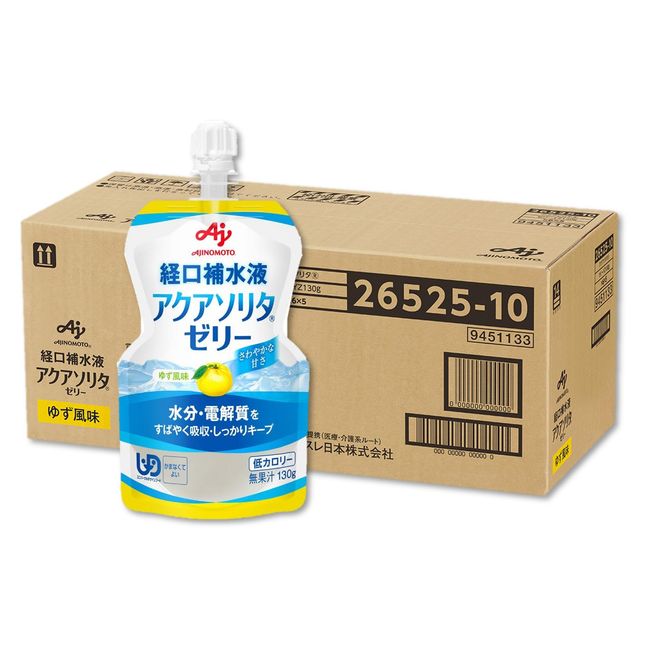 Ajinomoto Oral Rehydration Solution, Aqua Solita, Jelly, Yuzu Flavor, 4.6 oz (130 g) x 30 Packs (Jelly, Drink, Nutritional Jelly)