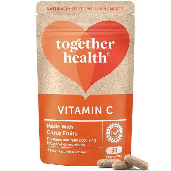 Vitamin C – Together Health – with Organic Citrus Fruits – Gentle & Easily Absorbed – Includes Naturally Occurring Bioflavonoids – Vegan Friendly – Made in The UK – Pack of 2-60 Vegecaps