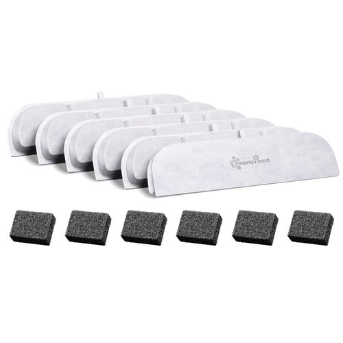 DownyPaws 6 Packs Replacement Filters for Battery Operated Cat Water Fountain Cordless Wireless DPWFP6, 3 Months Set of Replacement Filters
