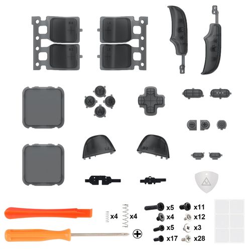 eXtremeRate Clear Slate Black Replacement Full Set Buttons for Steam Deck, DIY Custom ABXY D-pad Trackpad Bumpers Triggers Buttons for Steam Deck LCD Handheld Console - Console NOT Included