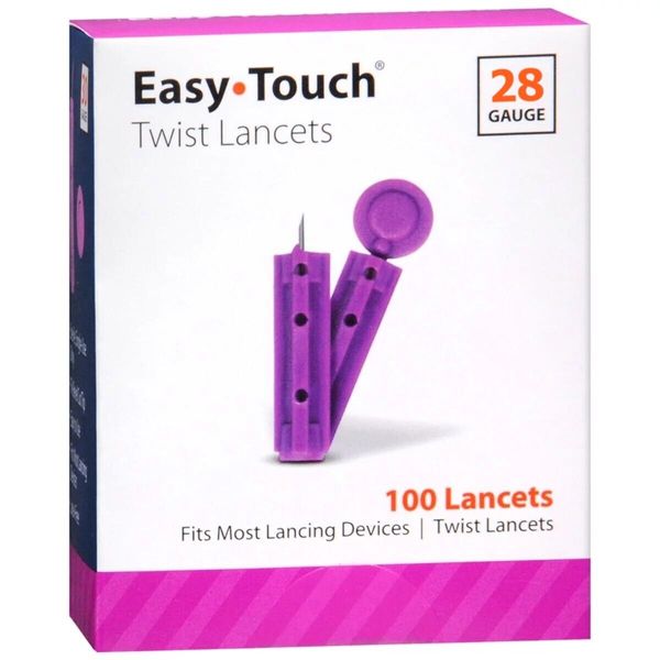 Easy Touch Twist Top Sterile Tri-bevel Tip Lancets 28 Gauge, 100ct NEW