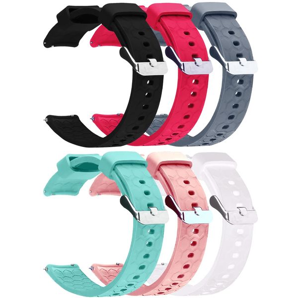 RuenTech Compatible with Garmin Vivoactive 4S/Venu 3S/Venu 2S/Vivomove 3S/Forerunner 255S 265S Band 18mm Silicone Sport Straps Soft Wristbands for Vivoactive 4S Watch Band (Multicolor-6Pack)