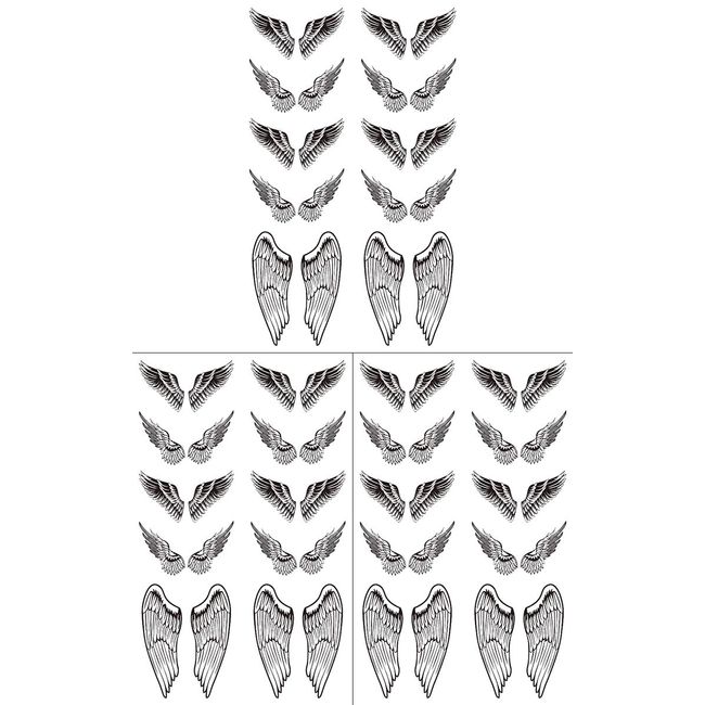 KING HORSE hm1065 Tattoo Sticker Wings Wing [Regular Size, Pack of 3]