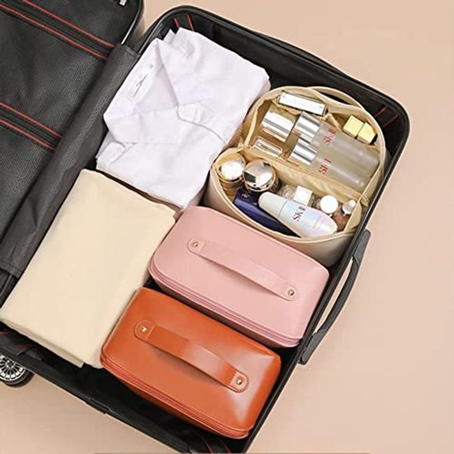  Large Capacity Travel Cosmetic Bag,PU Leather