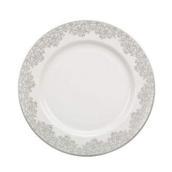 Denby 359010005 Dinner Plate, Cream/Silver