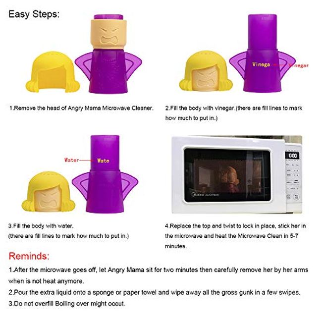 OIF Angry Mama Microwave Cleaner Angry Mom Microwave Oven Steam Cleaner  Easily Cleans The Crud in Minutes. Steam Cleans with Vinegar and Water for