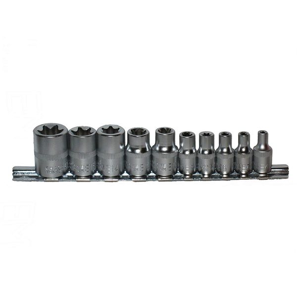 Neilsen CT0732 0732 External Female TORX Bit Star E Socket Set 1/4 & 3/8 Dr, Black