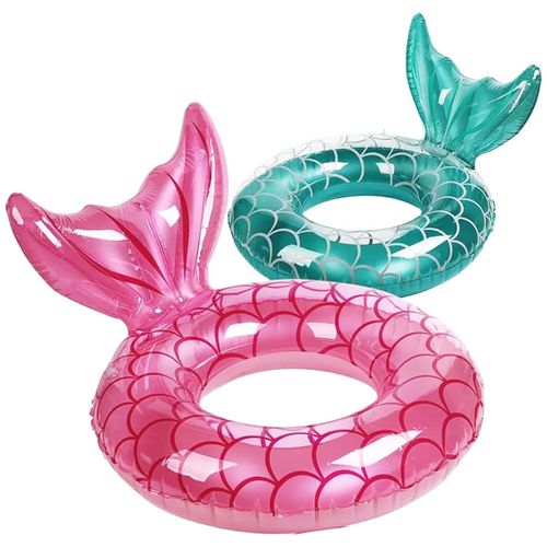 Swimming Ring Inflatable Mermaid Swim Rings Rubber Ring Pool Floats Durable for Adults Kids Girls Floating Summer Beach Party Tube Toys Water Sports