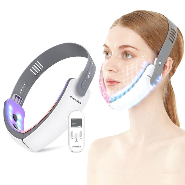 Facial Massager, EMS, Face Belt, EMS, Face, Home Esthetic, Light Esthetic, Remote Control, 5 Modes, USB Rechargeable, Unisex, Present, Popular, Japanese Instruction Manual Included, White