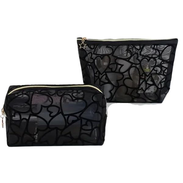 Toiletry Bag Set of 2 Black Hearts 2
